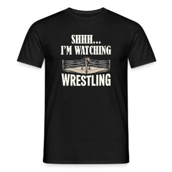 Pssst, ich schaue Wrestling Retro-Humor - Männer T-Shirt - Schwarz - Vorne - AI Model Male 178 light (178cm)