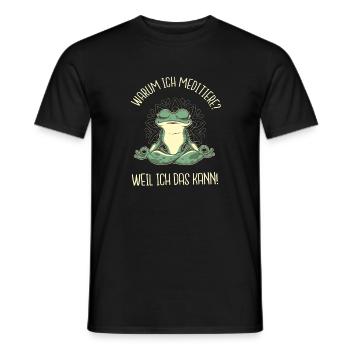 Warum ich meditiere Yoga Frosch Meditation Spruch - Männer T-Shirt - Schwarz - Vorne - AI Model Male 178 light (178cm)