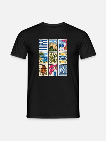 Griechenland Briefmarken - Männer T-Shirt - Schwarz