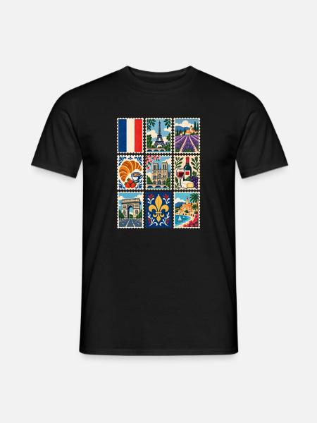 Frankreich Briefmarken - Männer T-Shirt - Schwarz