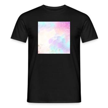 Pastellfarbenes Aquarellleuchten mit goldenen Punkten - Männer T-Shirt - Schwarz - Vorne - AI Model Male 178 light (178cm)