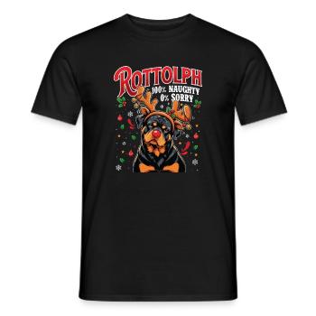 Rottolph – Rottweiler-Papa Rottie-Mama Weihnachten - Männer T-Shirt - Schwarz - Vorne - AI Model Male 178 light (178cm)