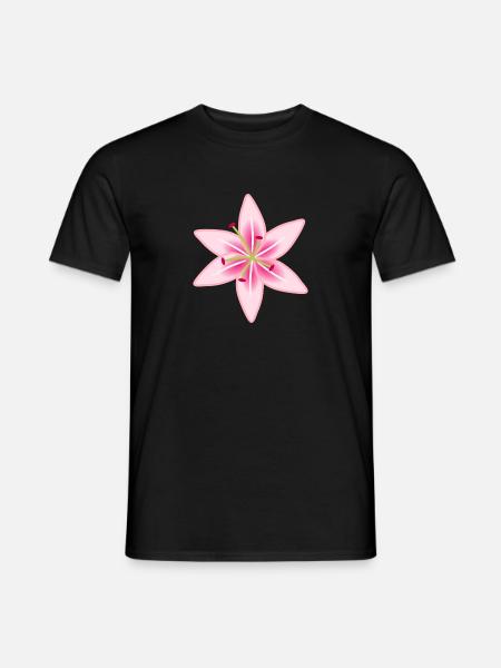 Rosa Lilien-Blumenillustration - Männer T-Shirt - Schwarz