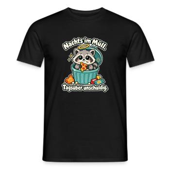 Waschbär Trash Panda Humor Nachtaktiv - Männer T-Shirt - Schwarz - Vorne - AI Model Male 178 light (178cm)