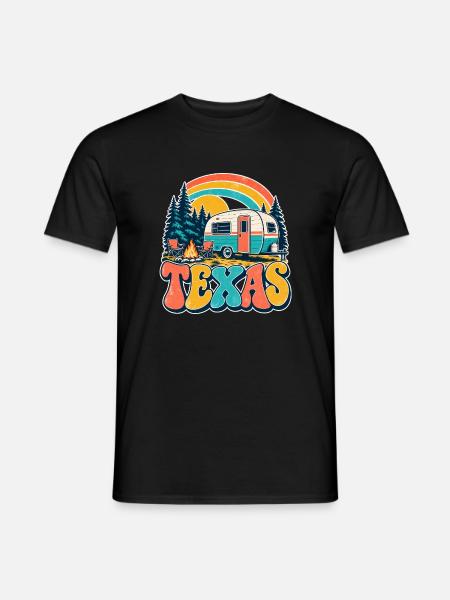 Texas Retro Camping Caravan - Männer T-Shirt - Schwarz