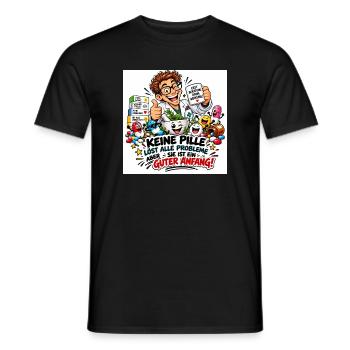 Pillenwitz: Guter Anfang - Männer T-Shirt - Schwarz - Vorne - AI Model Male 178 light (178cm)