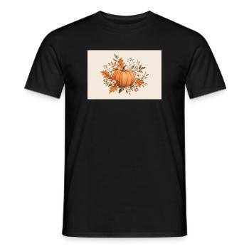 Herbstliches Kürbisdesign  - Männer T-Shirt - Schwarz - Vorne - AI Model Male 178 light (178cm)