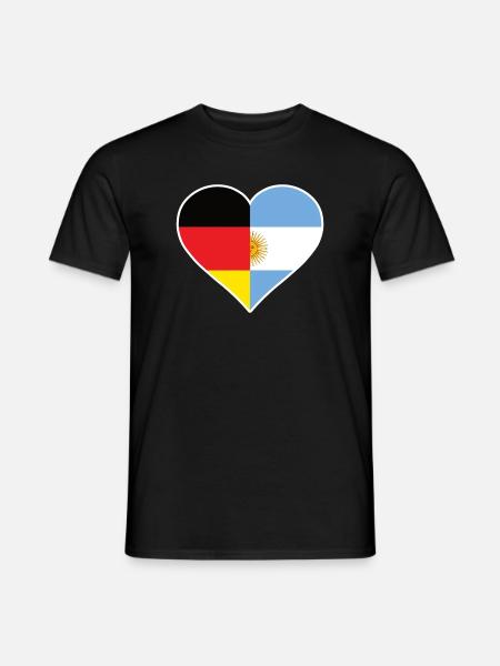 Deutschland Argentinien Herz | Geschenk Paar - Männer T-Shirt - Schwarz