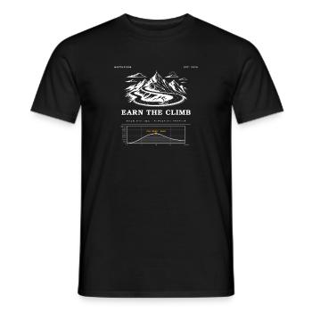 Earn the Climb – Rennrad Bergpass - Männer T-Shirt - Schwarz - Vorne - AI Model Male 178 light (178cm)