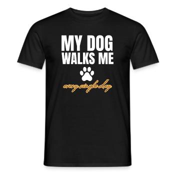 My dog walks me every single day - Männer T-Shirt - Schwarz - Vorne - AI Model Male 178 light (178cm)