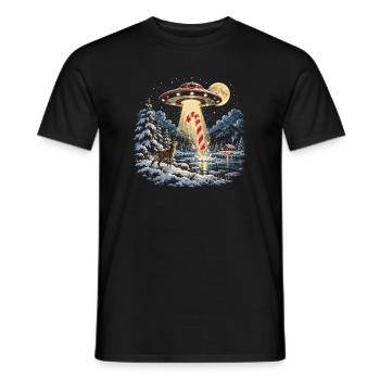 Weihnachts-UFO-Zuckerstangenentführungsdesign - Männer T-Shirt - Schwarz - Vorne - AI Model Male 178 light (178cm)