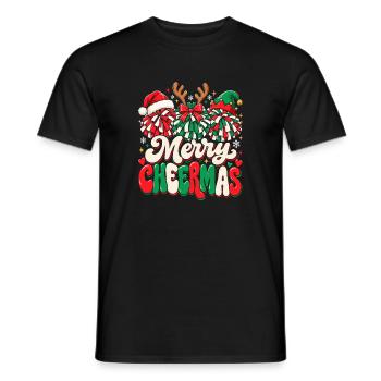 Fröhliche Weihnachten Pompon Kunst - Männer T-Shirt - Schwarz - Vorne - AI Model Male 178 light (178cm)