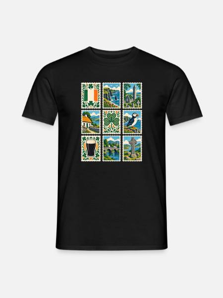 Irland Briefmarken - Männer T-Shirt - Schwarz