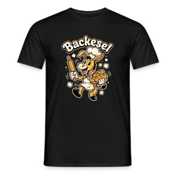 Backesel Lustiger Bäcker Esel Brot Backen Motiv - Männer T-Shirt - Schwarz - Vorne - AI Model Male 178 light (178cm)