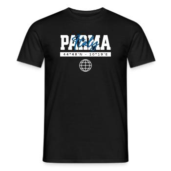 Parma Italien Koordinaten Reise Souvenir - Männer T-Shirt - Schwarz - Vorne - AI Model Male 178 light (178cm)