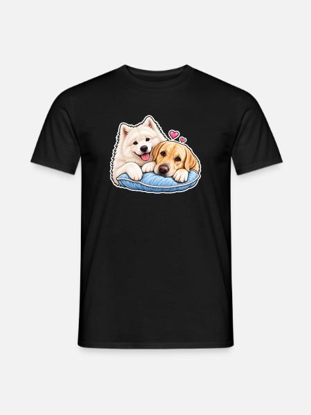 Flauschige Freunde im gemütlichen Bett - Männer T-Shirt - Schwarz