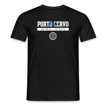 Porto Cervo Italien Koordinaten Reise Souvenir - Männer T-Shirt - Schwarz - Vorne - AI Model Male 178 light (178cm)