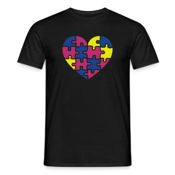 puzzle herz - Men's T-Shirt - black - Front - AI Model Male 178 light (178cm)