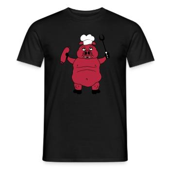 cook cooking barbecue bbq chef kitchen apron delic - Men's T-Shirt - black - Front - AI Model Male 178 light (178cm)