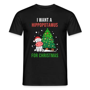 Hippopotamus for Christmas Hippo Lover Poison - Men's T-Shirt - black - Front - AI Model Male 178 light (178cm)