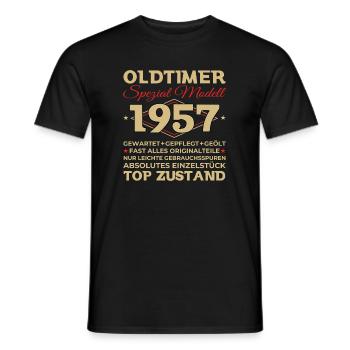 Oldtimer 1957 66. Geburtstag Geschenk Herren - Männer T-Shirt - Schwarz - Vorne - AI Model Male 178 light (178cm)