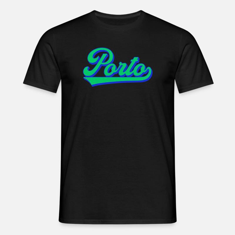 Porto Neon Script Retro - Männer T-Shirt - Schwarz