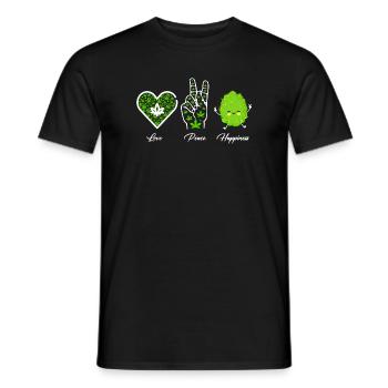 Love, Peace and Happiness - Männer T-Shirt - Schwarz - Vorne - AI Model Male 178 light (178cm)
