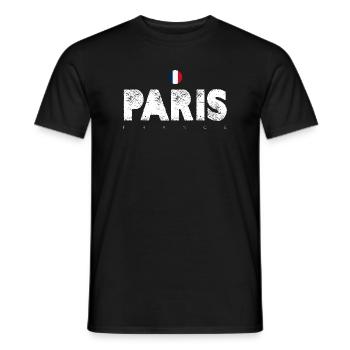 Paris Distressed Glyphen mit französischer Flagge - Männer T-Shirt - Schwarz - Vorne - AI Model Male 178 light (178cm)