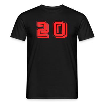20. 20 ANS. 20e ANNIVERSAIRE. ANNIVERSAIRE 20 ANS. - T-shirt homme - noir - Devant - AI Model Male 178 light (178cm)
