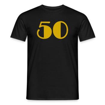 50. 50 ANS. 50e ANNIVERSAIRE. ANNIVERSAIRE 50 ANS. - T-shirt homme - noir - Devant - AI Model Male 178 light (178cm)