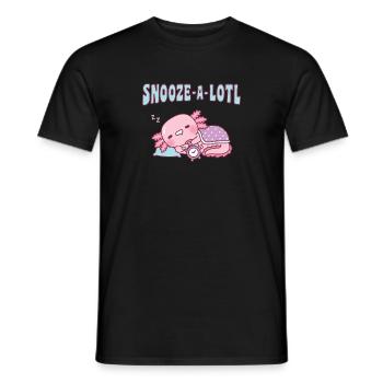 Cute Sleeping Axolotl Snooze A Lotl Funny Pun - Men's T-Shirt - black - Front - AI Model Male 178 light (178cm)