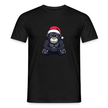 Gorilla Christmas - Men's T-Shirt - black - Front - AI Model Male 178 light (178cm)