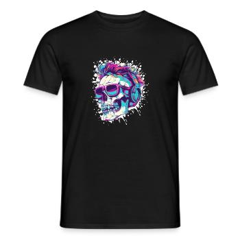 Punk Skull Party - Men's T-Shirt - black - Front - AI Model Male 178 light (178cm)