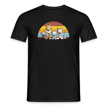 Droll Cats Dessin animé Vintage Chat Lover - T-shirt homme - noir - Devant - AI Model Male 178 light (178cm)