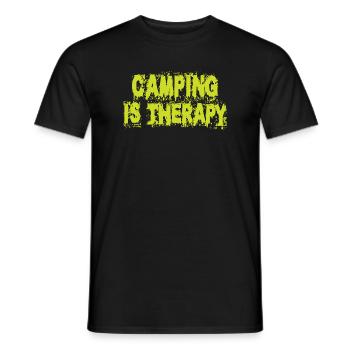 Camping is therapy - Men's T-Shirt - black - Front - AI Model Male 178 light (178cm)