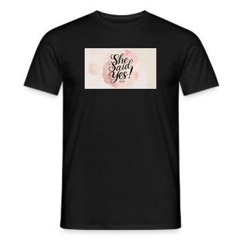 Sie sagte Ja – Verlobungsfeier Stil - Männer T-Shirt - Schwarz - Vorne - AI Model Male 178 light (178cm)