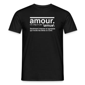Amour Définition Style Dictionnaire  - T-shirt homme - noir - Devant - AI Model Male 178 light (178cm)