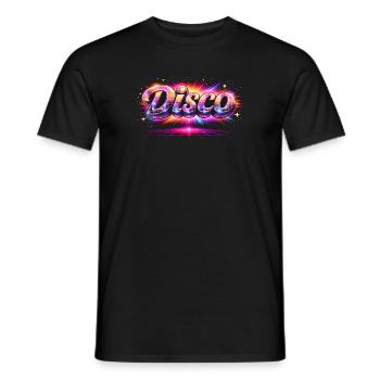 Disco Schriftzug Neon 80er Stil  - Männer T-Shirt - Schwarz - Vorne - AI Model Male 178 light (178cm)