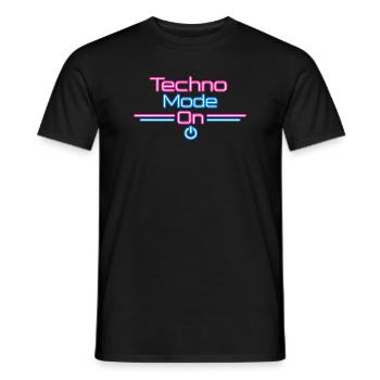 Techno Mode Neon On - Männer T-Shirt - Schwarz - Vorne - AI Model Male 178 light (178cm)