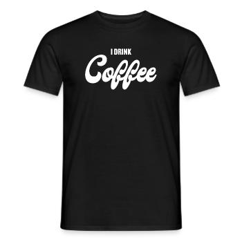 Coffee typo in black and white - Men's T-Shirt - black - Front - AI Model Male 178 light (178cm)