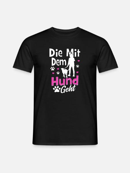 Die mit dem Hund geht - Männer T-Shirt - Schwarz