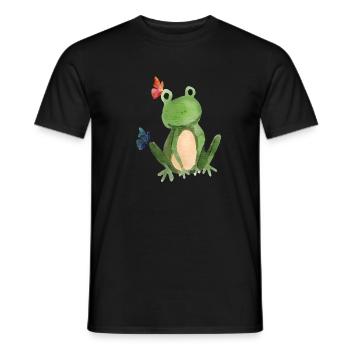 La grenouille et les papillons - T-shirt homme - noir - Devant - AI Model Male 178 light (178cm)