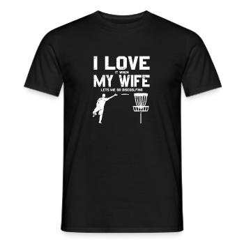 I Love My Wife Discgolf Funny Frisbee - Männer T-Shirt - Schwarz - Vorne - AI Model Male 178 light (178cm)