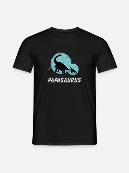 Papasaurus Brontosaurus Vater und Sohn Dino - Männer T-Shirt - Schwarz