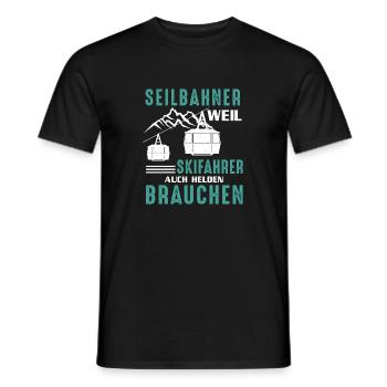 Seilbahn Gondel Bergbahn Skifahrer Helden Lustig - Männer T-Shirt - Schwarz - Vorne - AI Model Male 178 light (178cm)