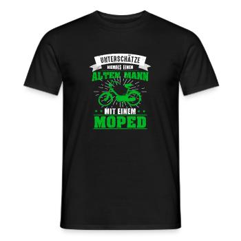 Maxi Moped Alter Mann Oldtimer Mopedfahrer - Männer T-Shirt - Schwarz - Vorne - AI Model Male 178 light (178cm)