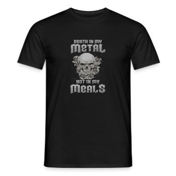 Death In My Metal Not in My Meals Vegan Vegetarian - Men's T-Shirt - black - Front - AI Model Male 178 light (178cm)