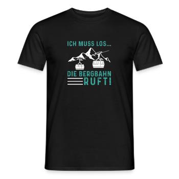 Ich muss los die Bergbahn Ruft Seilbahn Gondel - Männer T-Shirt - Schwarz - Vorne - AI Model Male 178 light (178cm)