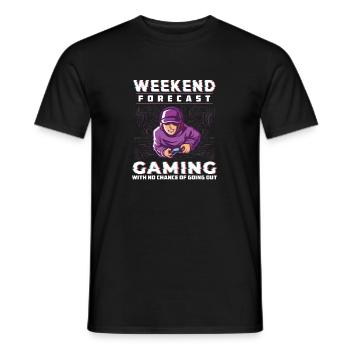 Weekend Forecast Gaming Ordinateur Geek amusant - T-shirt homme - noir - Devant - AI Model Male 178 light (178cm)