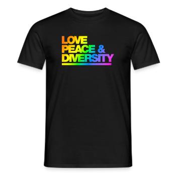 Typo Amour Paix Diversité Arc-en-ciel - T-shirt homme - noir - Devant - AI Model Male 178 light (178cm)